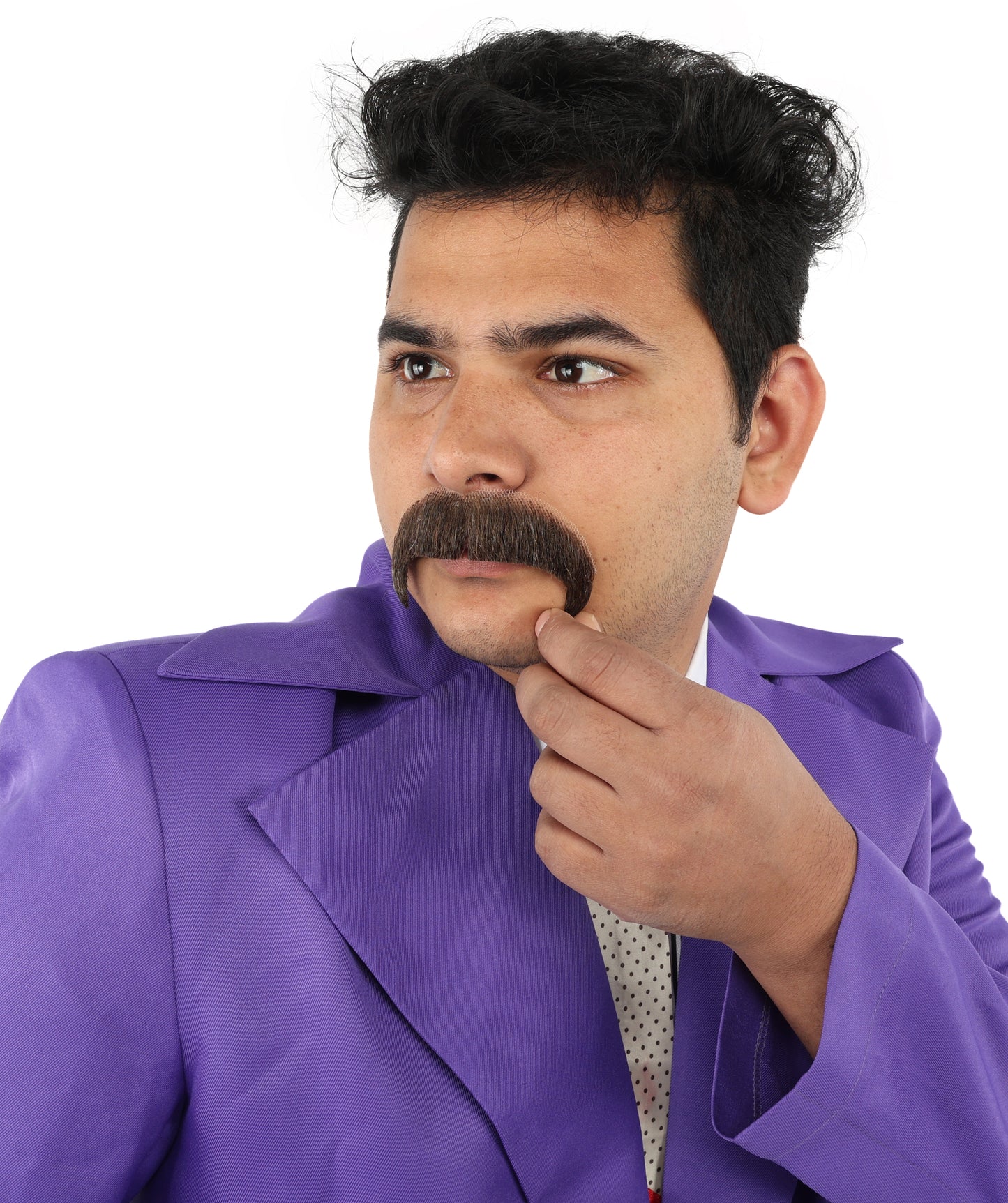 HPO  Men's Horseshoe Fake Human Hair Mustache | Facial Hair Multiple Colors Options