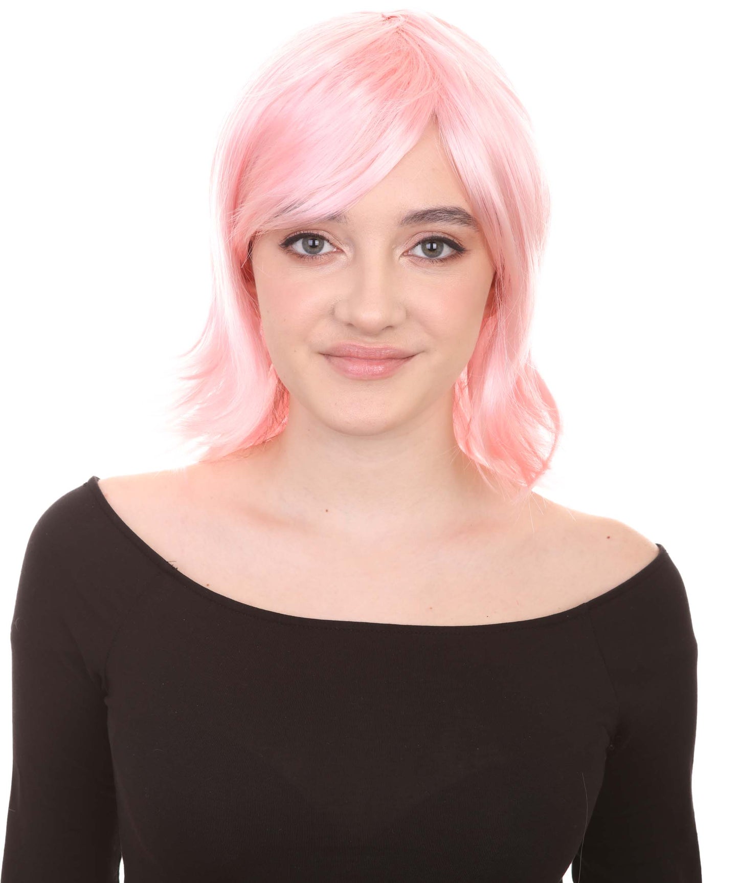 Shoulder Length Bob with Side Bangs Party Wig |  Halloween Wig | Premium Breathable Capless Cap