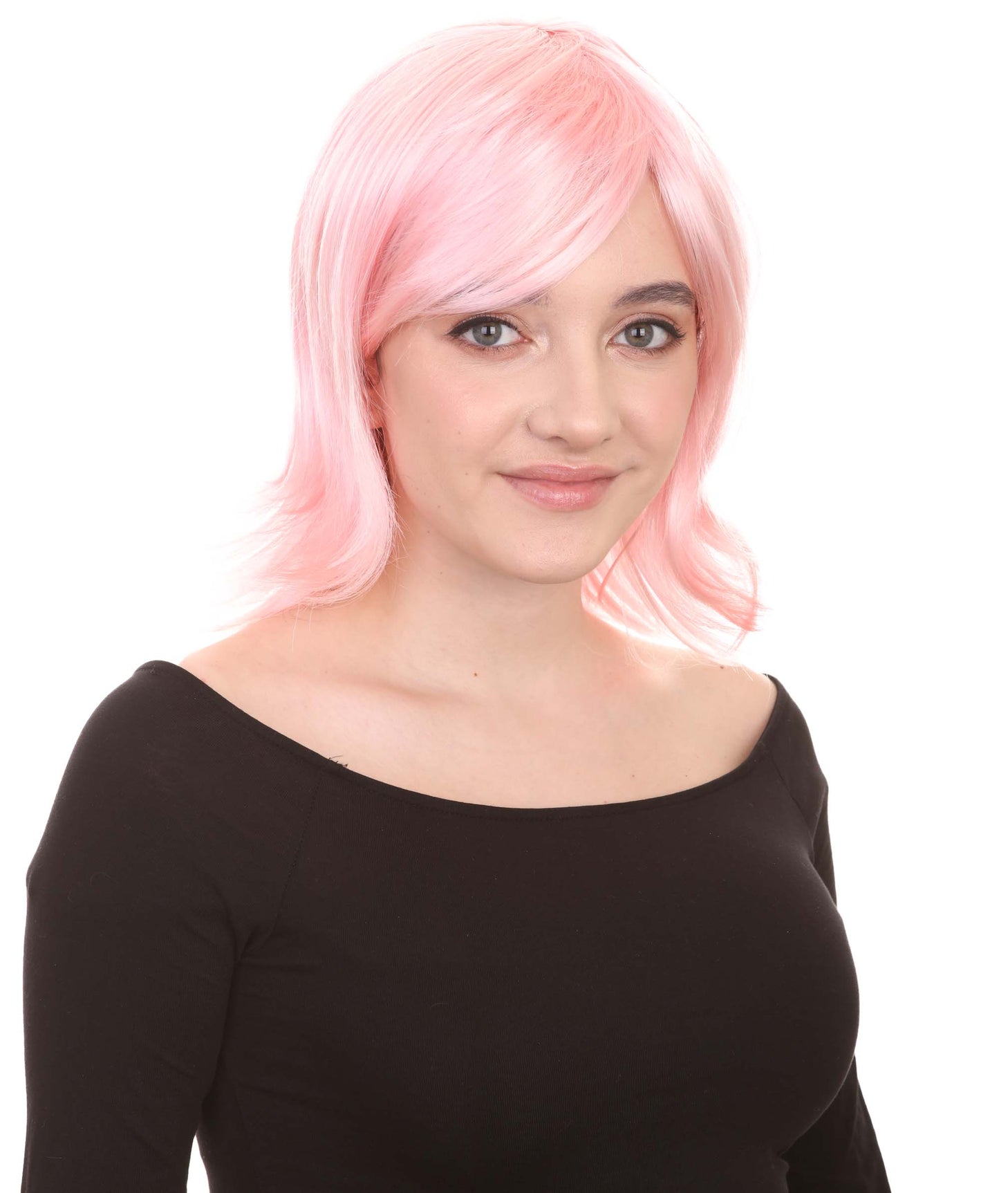Shoulder Length Bob with Side Bangs Party Wig |  Halloween Wig | Premium Breathable Capless Cap