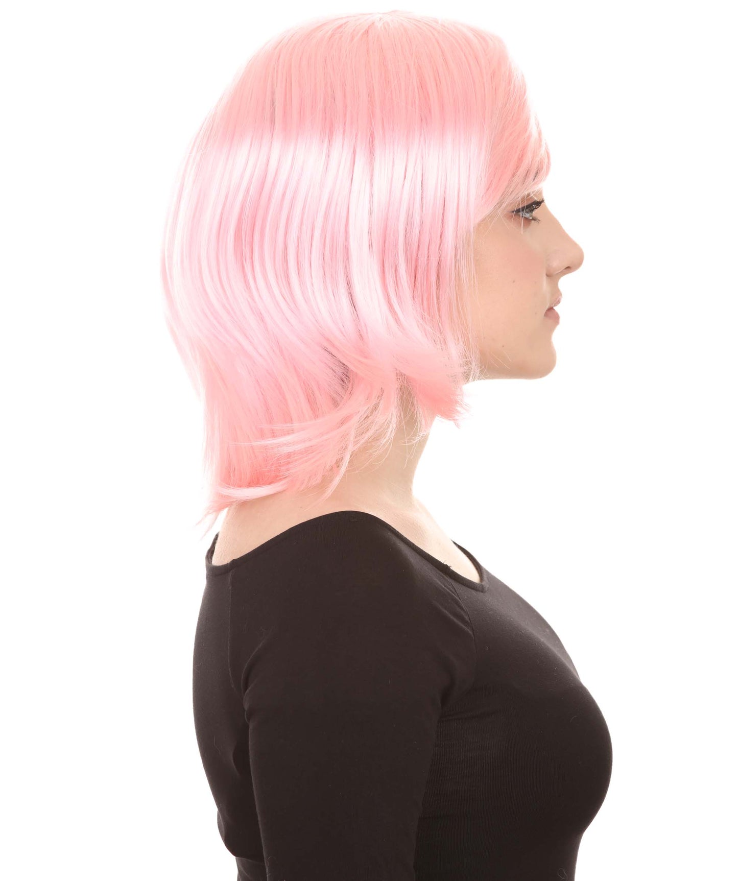 Shoulder Length Bob with Side Bangs Party Wig |  Halloween Wig | Premium Breathable Capless Cap