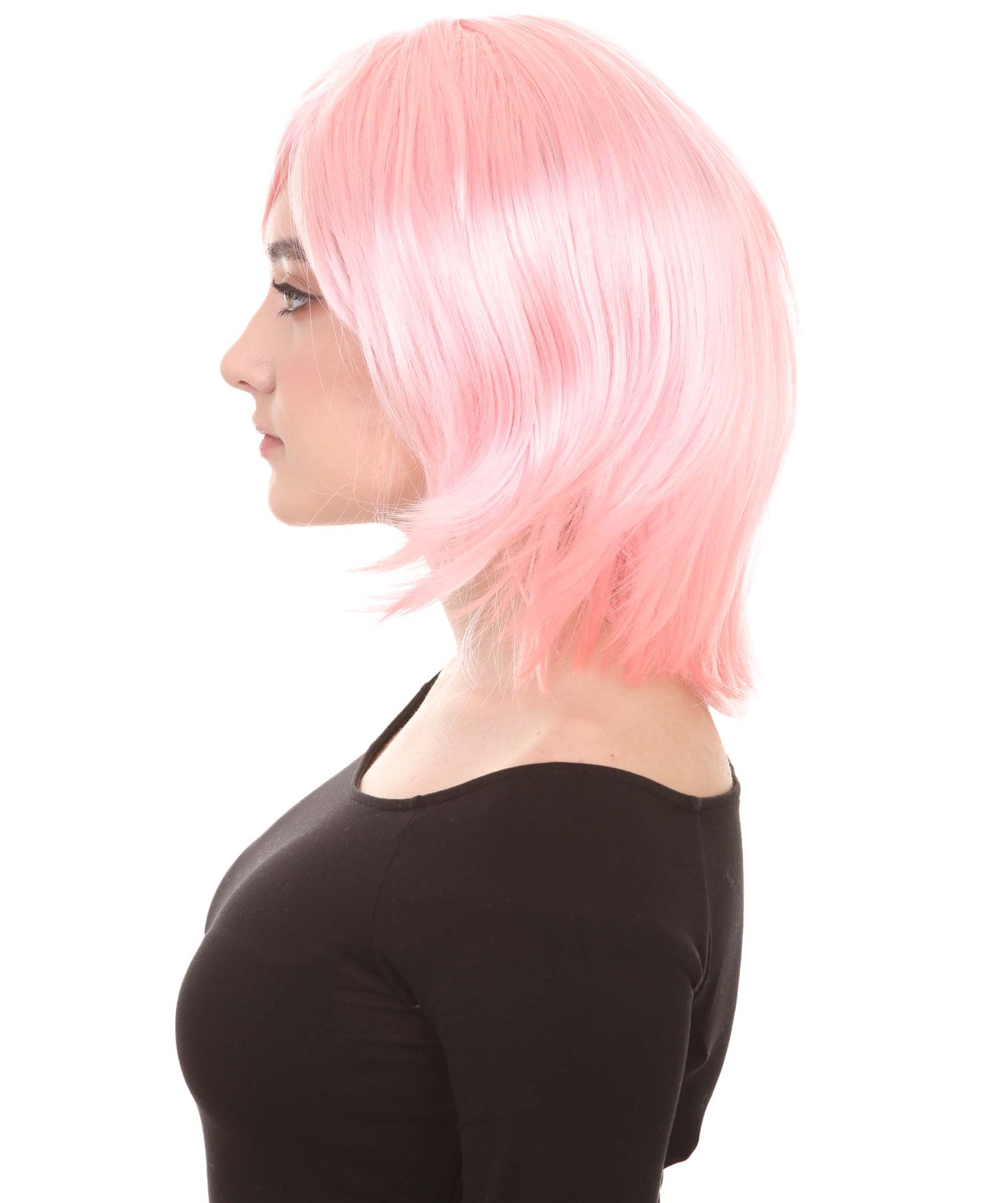 Shoulder Length Bob with Side Bangs Party Wig |  Halloween Wig | Premium Breathable Capless Cap