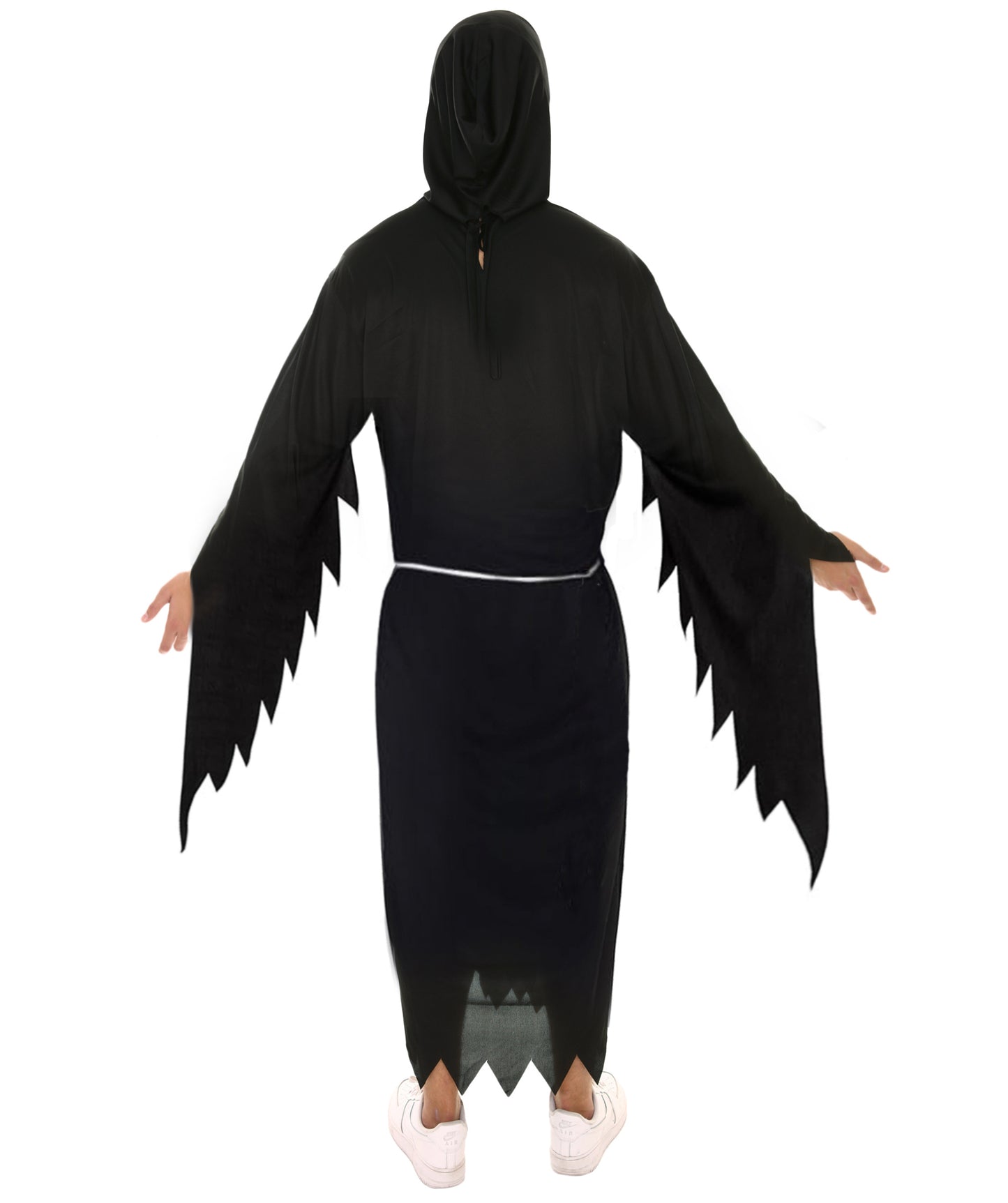 Grim Reaper Black Costume | Hooded Robe with Skeleton Detailing and Scythe Prop | Grim Reaper Outfit for Halloween Haunted Parties Cosplay & Spooky-Themed Events