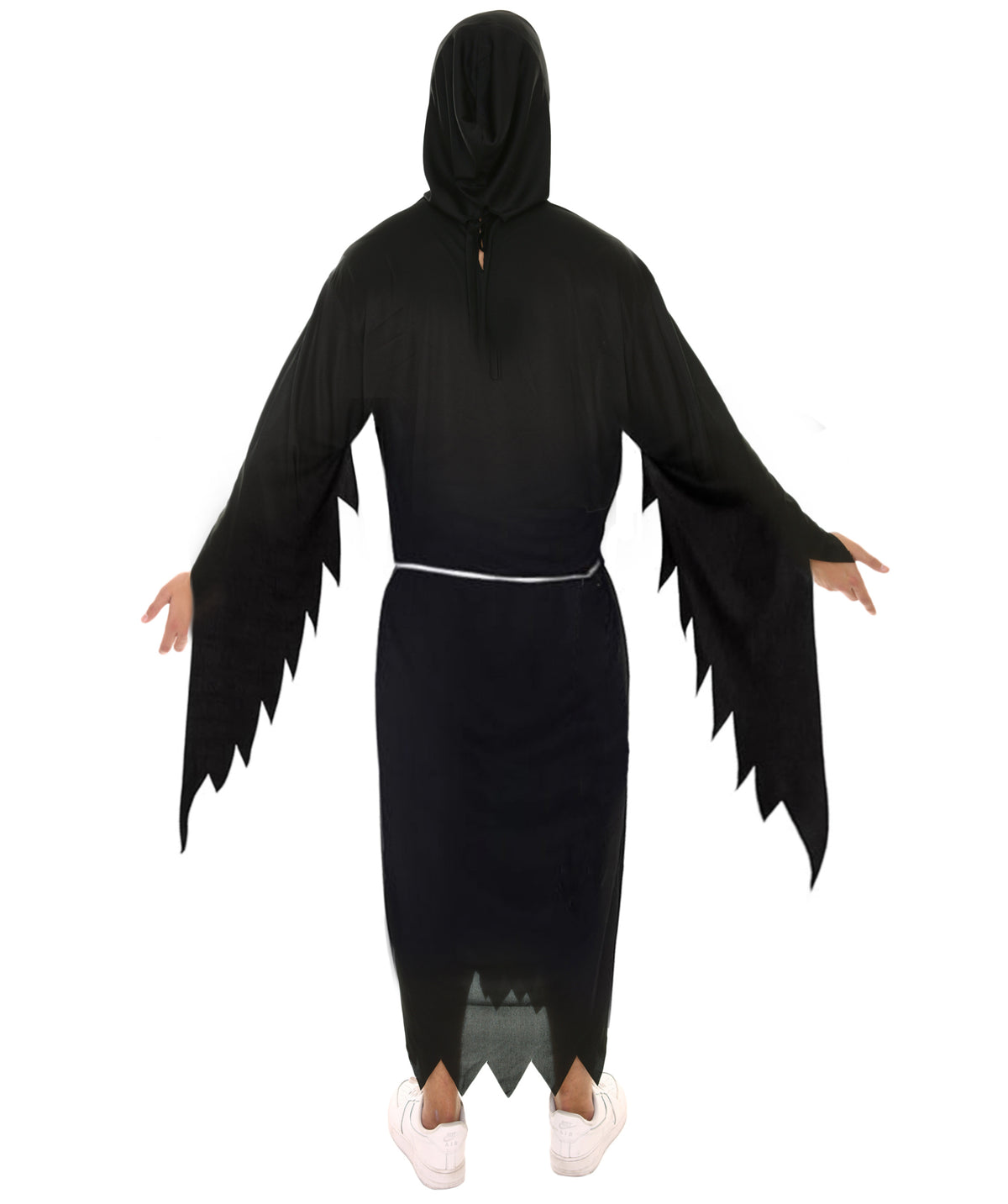 HPO Men's Bald Cap & Grim Reaper Costume Bundle Set with Robe and Belt -Addams Uncle Costume Includes Bald Cap Black Robe and Matching Belt for Halloween Cosplay Horror Events & Parties
