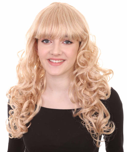 HPO Women's Wig for Fancy Anti-Hero Girl | Long Curly Party Ready Fancy Halloween Wigs | Premium Breathable Capless Cap