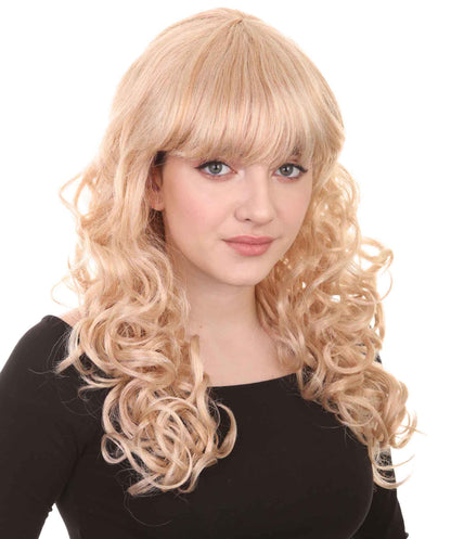 HPO Women's Wig for Fancy Anti-Hero Girl | Long Curly Party Ready Fancy Halloween Wigs | Premium Breathable Capless Cap