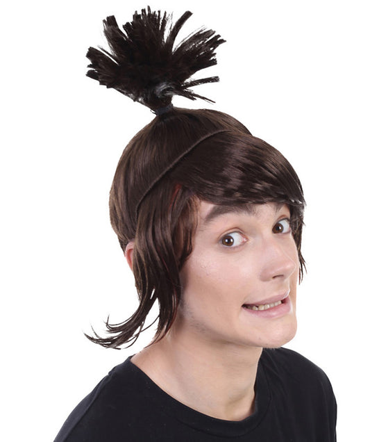 Adult Topknot Brown Ninja Wig | Fun Hair for Halloween, Cosplay & Theme Parties | Capless Cap Design