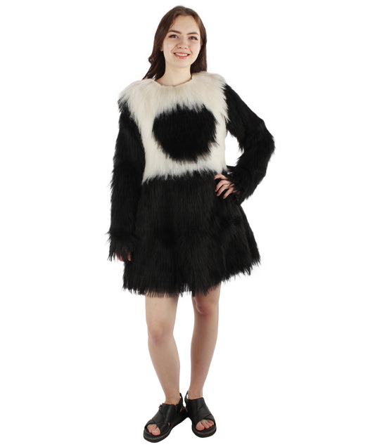 HPO Unisex White and Black Panda Costume - Long Synthetic Fibers.