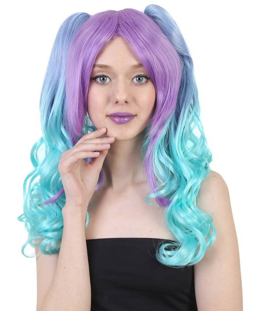 Allure Wavy Purple Blue Womens Wig | Halloween Wig | Premium Breathable Capless Cap