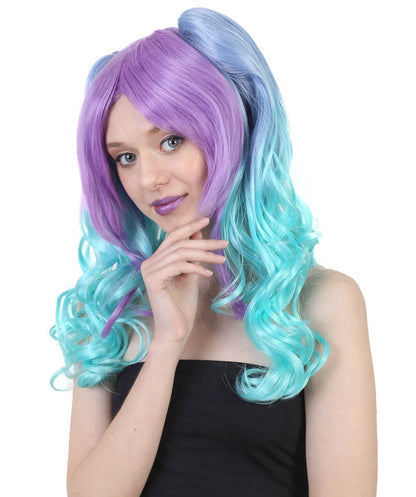 Allure Wavy Purple Blue Womens Wig | Halloween Wig | Premium Breathable Capless Cap