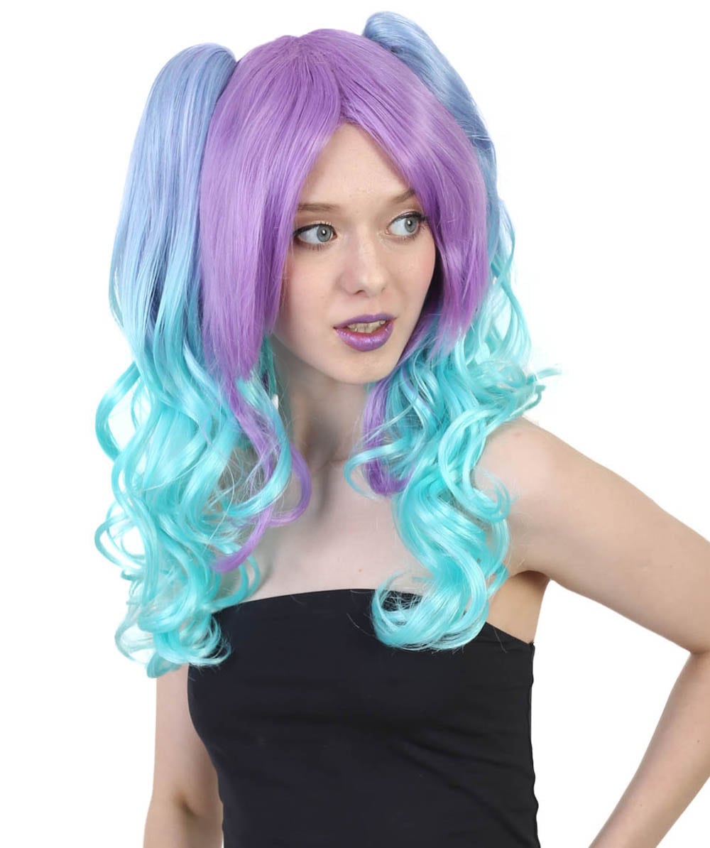 Allure Wavy Purple Blue Womens Wig | Halloween Wig | Premium Breathable Capless Cap