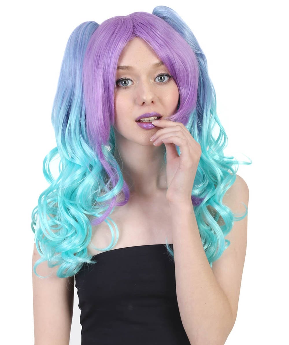 Allure Wavy Purple Blue Womens Wig | Halloween Wig | Premium Breathable Capless Cap