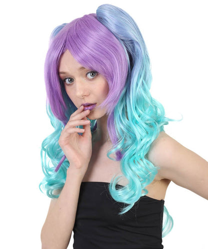 Allure Wavy Purple Blue Womens Wig | Halloween Wig | Premium Breathable Capless Cap