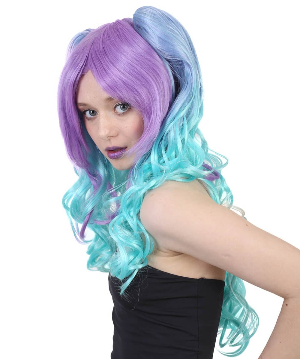 Allure Wavy Purple Blue Womens Wig | Halloween Wig | Premium Breathable Capless Cap