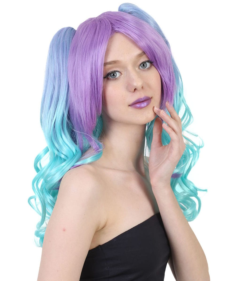 Allure Wavy Purple Blue Womens Wig | Halloween Wig | Premium Breathable Capless Cap