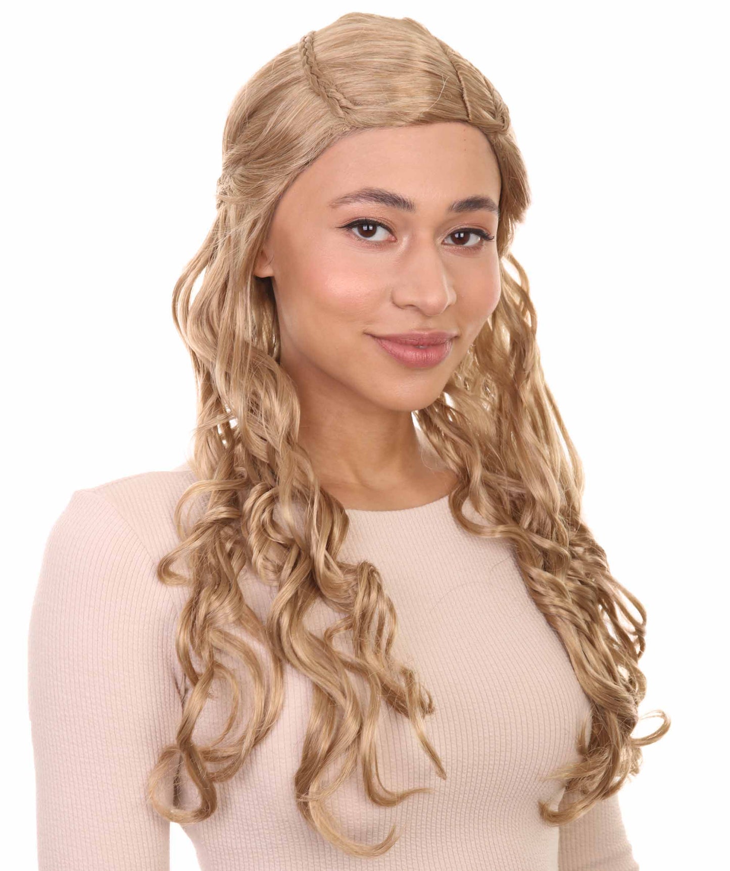 HPO Womens Renaissance Wig | Long Blond Braided Wig | Premium Breathable Capless Cap