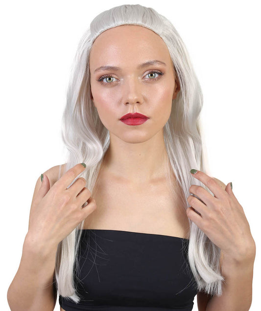 Ice Queen Womens Wig | White Long Glamour Wig | Premium Breathable Capless Cap