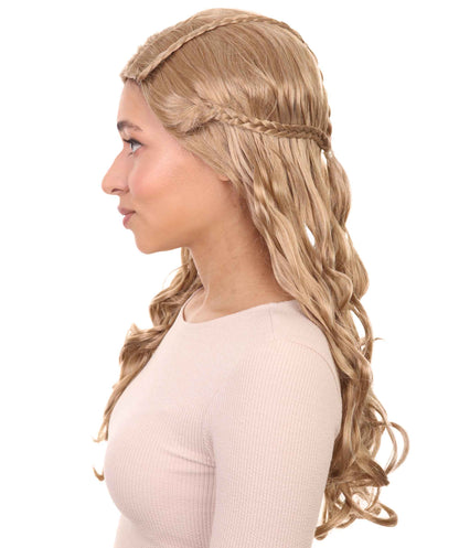 HPO Womens Renaissance Wig | Long Blond Braided Wig | Premium Breathable Capless Cap