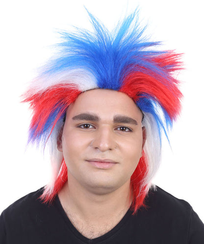 HPO Mens Patriotic Crazy Wig, Celebrity Wig , Premium Breathable Capless Cap