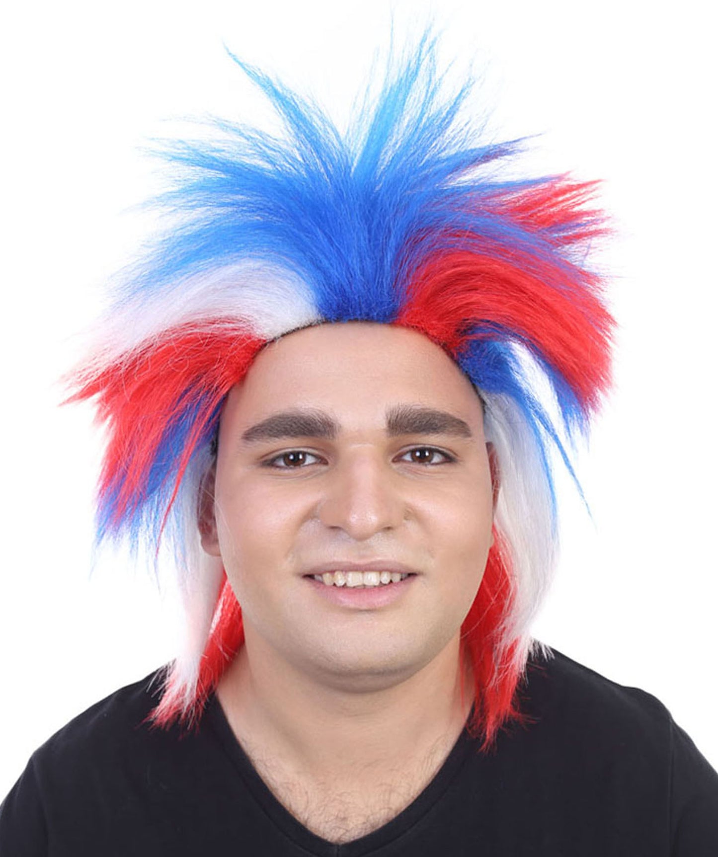 HPO Mens Patriotic Crazy Wig, Celebrity Wig , Premium Breathable Capless Cap
