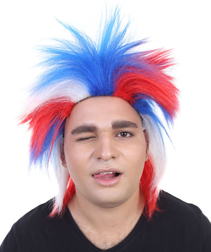 HPO Mens Patriotic Crazy Wig, Celebrity Wig , Premium Breathable Capless Cap