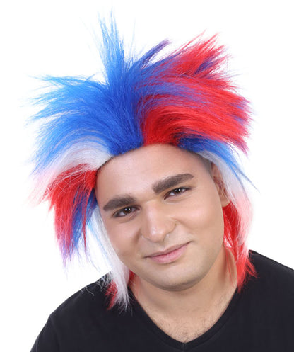 HPO Mens Patriotic Crazy Wig, Celebrity Wig , Premium Breathable Capless Cap