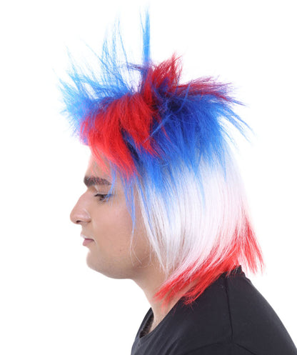 HPO Mens Patriotic Crazy Wig, Celebrity Wig , Premium Breathable Capless Cap