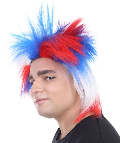 HPO Mens Patriotic Crazy Wig, Celebrity Wig , Premium Breathable Capless Cap