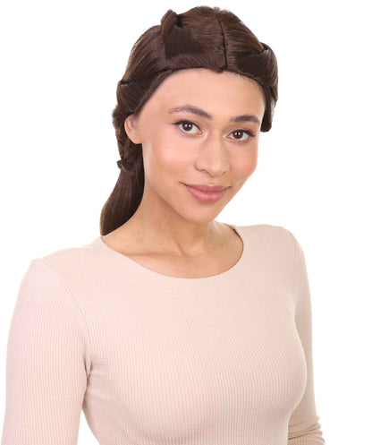 HPO Womens Princess Wig | Traditioal Braided Wig With Flowers | Premium Breathable Capless Cap