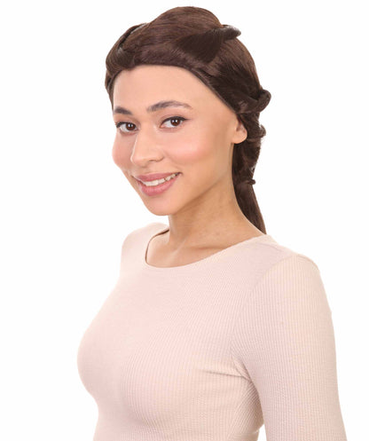 HPO Womens Princess Wig | Traditioal Braided Wig With Flowers | Premium Breathable Capless Cap