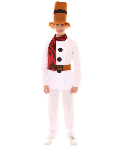 Men's Mr Snowman Costume | White Halloween Costumes | Flame-Retardant Synthetic Fabric