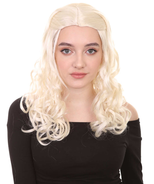 HPO Queen Womens Wig  | White  Movie Long Wavy Wig | Premium Breathable Capless Cap