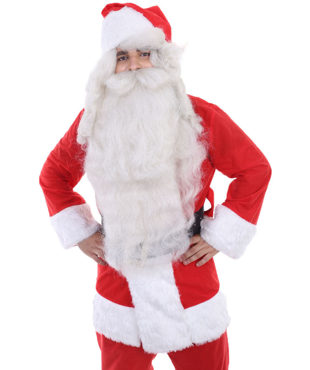 Xmas Party Super Santa Claus Christmas Bundle| Wig and Beard Sets | Premium Breathable Capless Cap