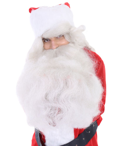 Xmas Party Super Santa Claus Christmas Bundle| Wig and Beard Sets | Premium Breathable Capless Cap