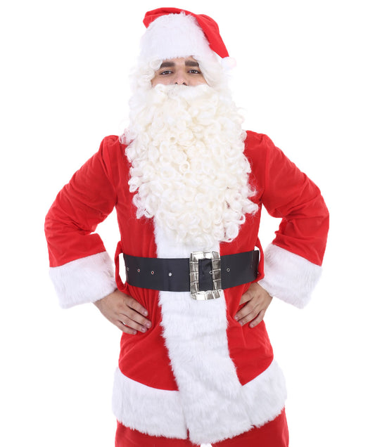 Super Long Santa Claus Wig and Beard Set | White Merry Christmas | Premium Breathable Capless Cap