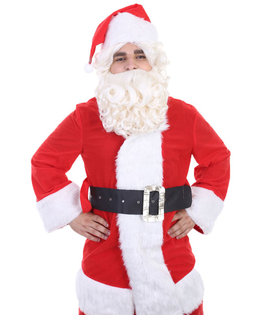 Unisex White Santa Claus Wig and Beard Set| Perfect for Christmas| Flame-retardant Synthetic Fiber