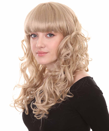 HPO Women's Wig for Fancy Anti-Hero Girl | Long Curly Party Ready Fancy Halloween Wigs | Premium Breathable Capless Cap