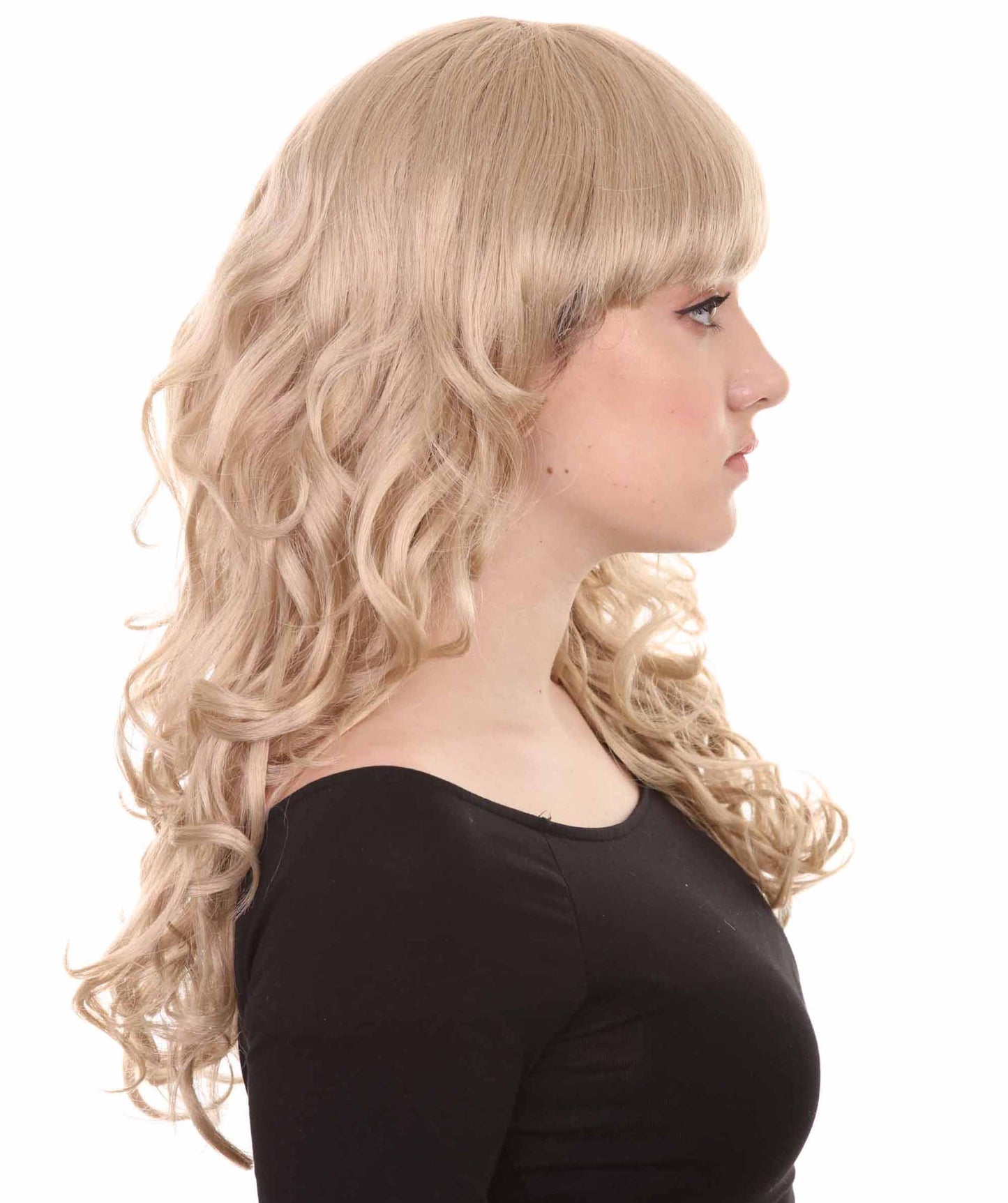 HPO Women's Wig for Fancy Anti-Hero Girl | Long Curly Party Ready Fancy Halloween Wigs | Premium Breathable Capless Cap