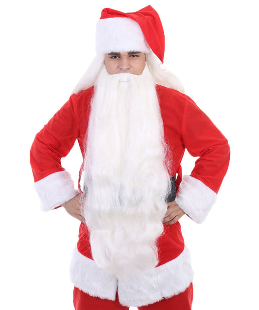 Super Long Santa Claus Wig and Beard Set | White Merry Christmas | Premium Breathable Capless Cap