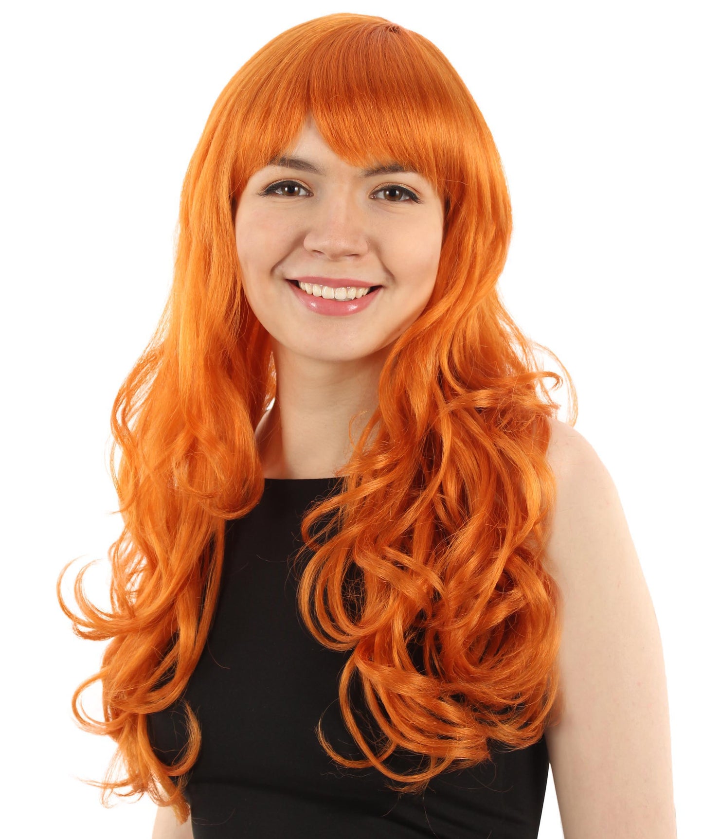 Women’s Japanese Anime Series Thief & Pickpocketed female Character Long Wavy Orange Wig | Best for Halloween | Flame-retardant Synthetic Fiber