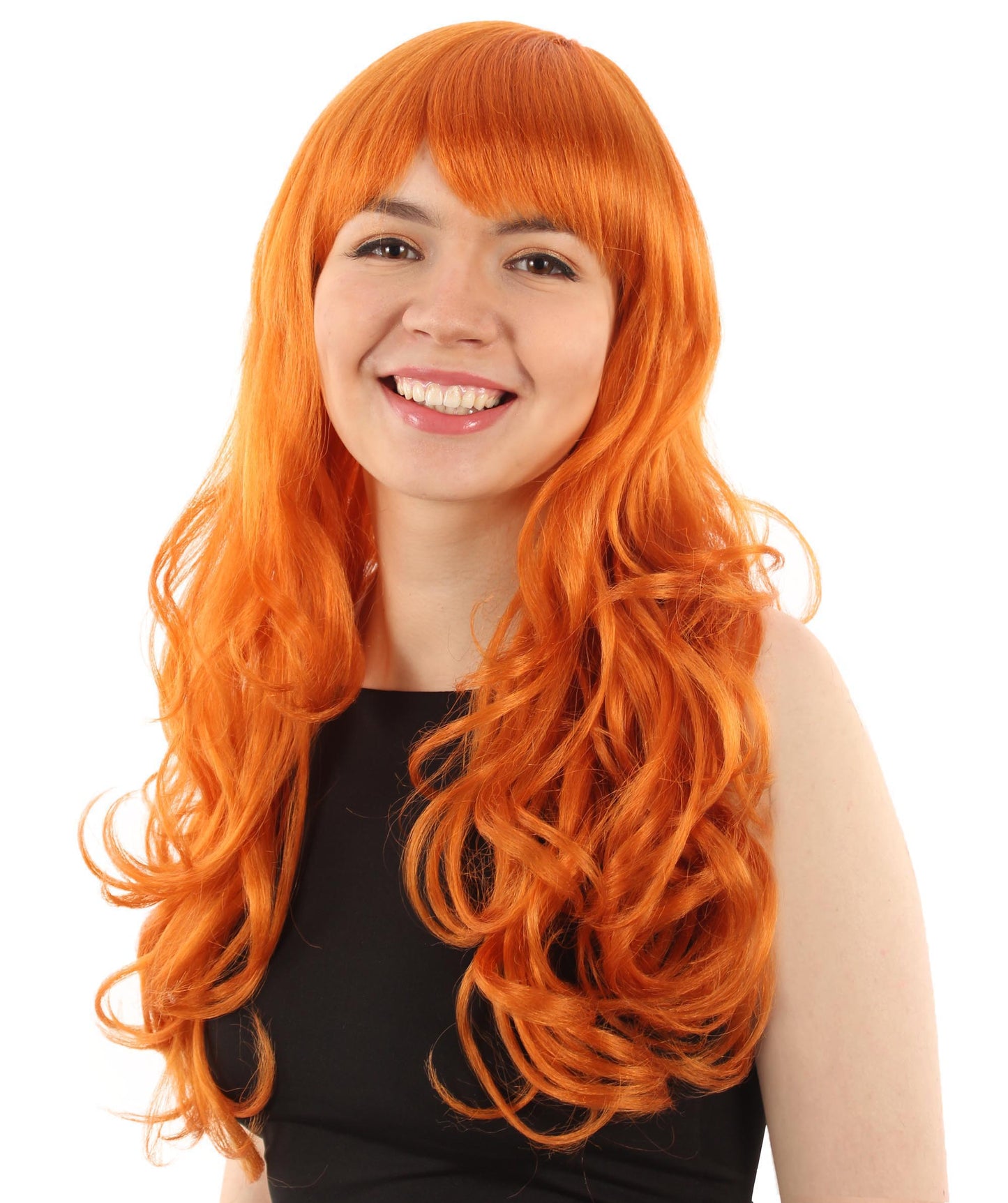 Women’s Japanese Anime Series Thief & Pickpocketed female Character Long Wavy Orange Wig | Best for Halloween | Flame-retardant Synthetic Fiber