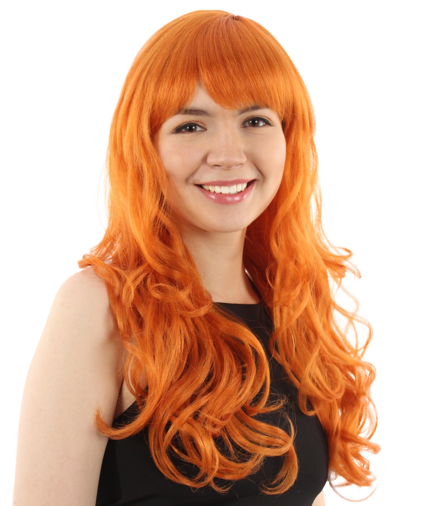 Women’s Japanese Anime Series Thief & Pickpocketed female Character Long Wavy Orange Wig | Best for Halloween | Flame-retardant Synthetic Fiber