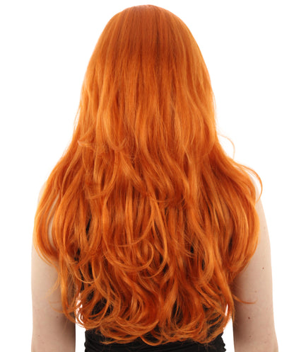 Women’s Japanese Anime Series Thief & Pickpocketed female Character Long Wavy Orange Wig | Best for Halloween | Flame-retardant Synthetic Fiber