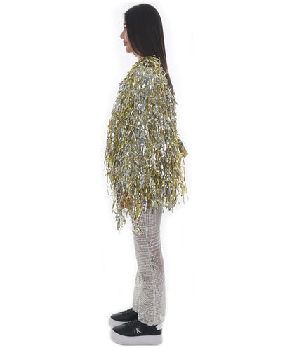 Pryzm Femme Disco Ball Babe - Includes Silver Sequin Bralette, Wide Leg Pants, Gold Tinsel Jacke