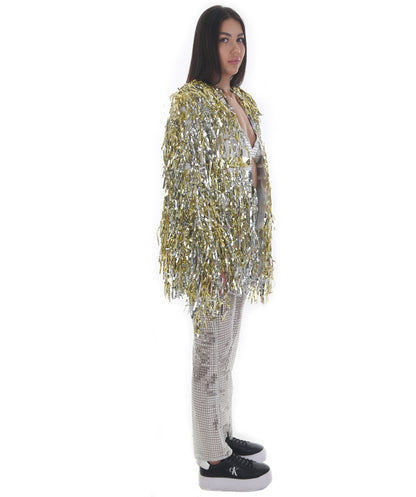 Pryzm Femme Disco Ball Babe - Includes Silver Sequin Bralette, Wide Leg Pants, Gold Tinsel Jacke