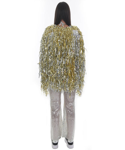 Pryzm Femme Disco Ball Babe - Includes Silver Sequin Bralette, Wide Leg Pants, Gold Tinsel Jacke