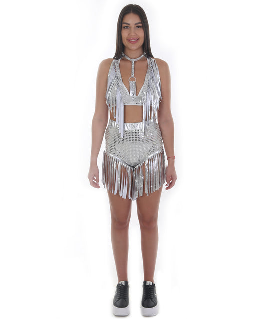HPO Festival Femme Silver Cowgirl Harness and Shorts
