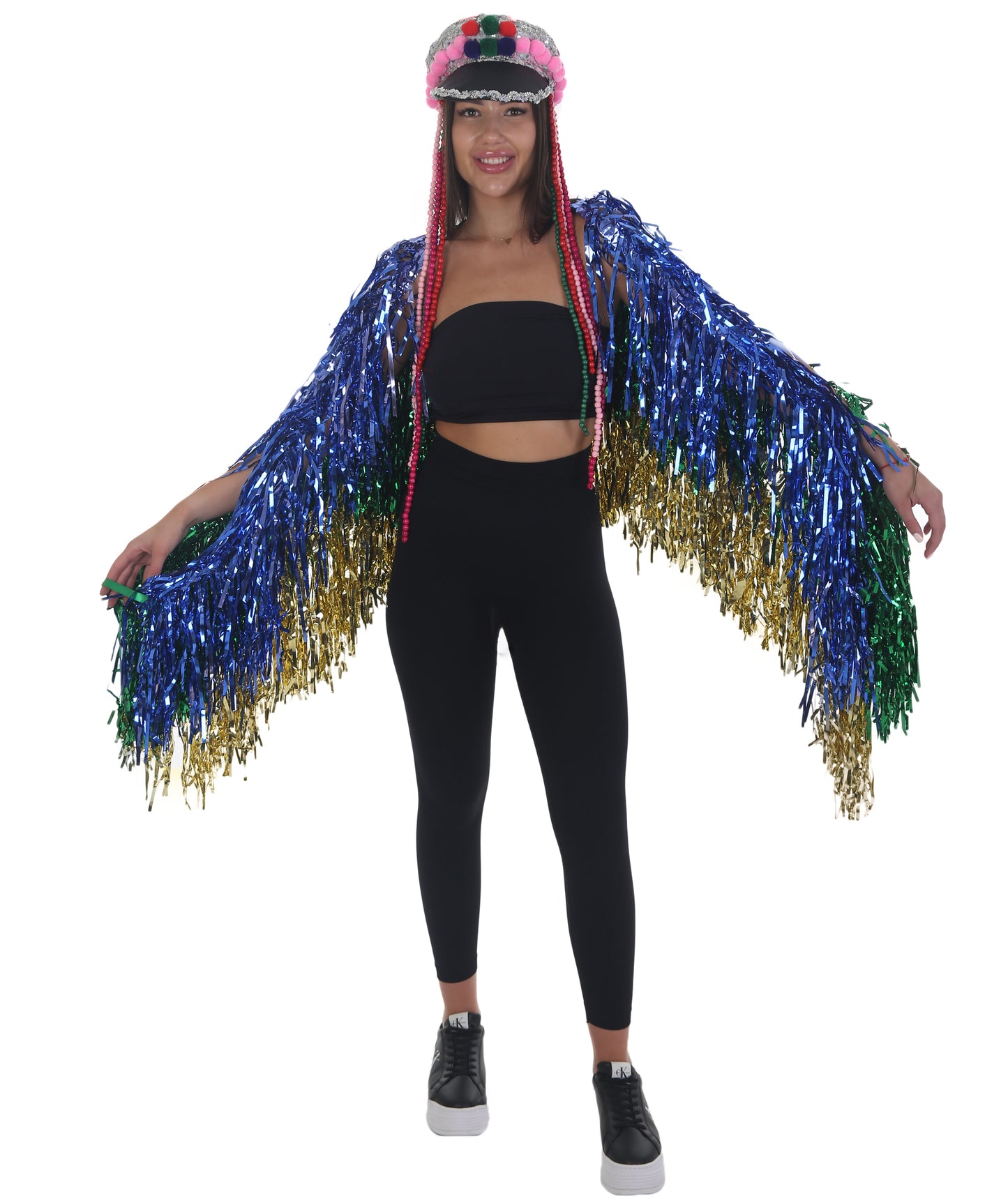 HPO Pryzm Cap'n Shine Military Themed Tinsel Costume Bundle - Includes Cape and Hat