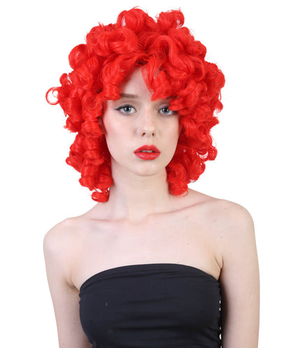 HPO Women's Medium Curly Olympian Lady Wig Collection | Fancy Halloween Wigs | Premium Breathable Capless Cap