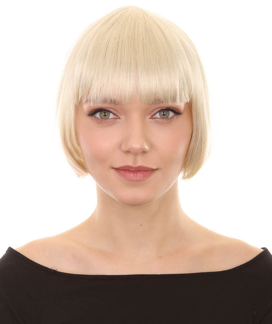 HPO Womens Blonde Bob Wig | Short Natural Looking Wig | Premium Breathable Capless Cap