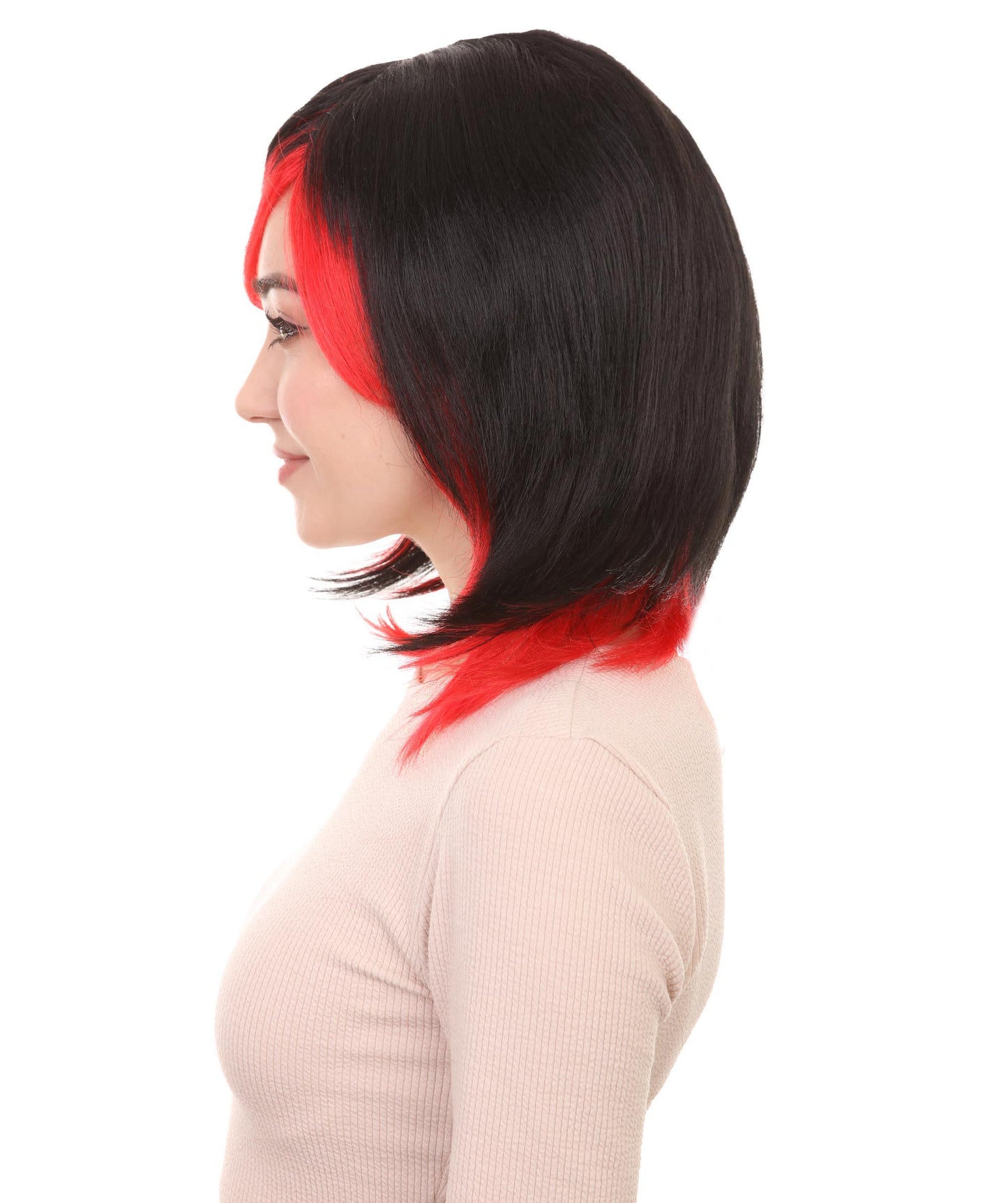 Shoulder Length Bob with Side Bangs Party Wig |  Halloween Wig | Premium Breathable Capless Cap